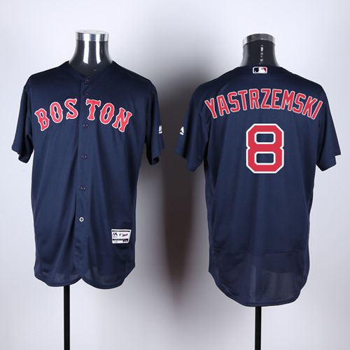 Red Sox #8 Carl Yastrzemski Navy Blue Flexbase Authentic Collection Stitched MLB Jersey