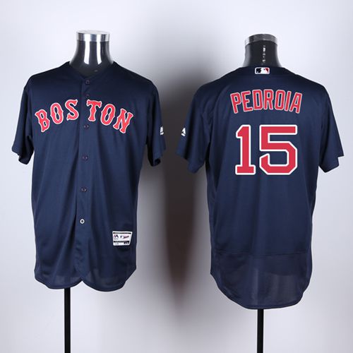 Red Sox #15 Dustin Pedroia Navy Blue Flexbase Authentic Collection Stitched MLB Jersey