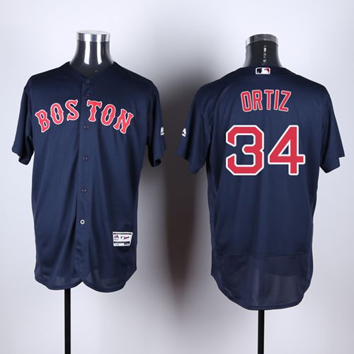 Red Sox #34 David Ortiz Navy Blue Flexbase Authentic Collection Stitched MLB Jersey