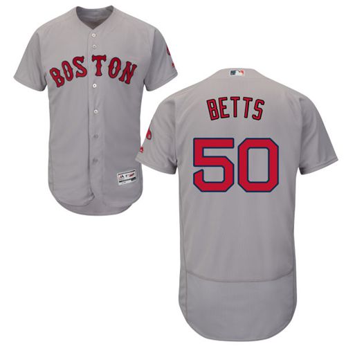 Red Sox #50 Mookie Betts Grey Flexbase Authentic Collection Stitched MLB Jersey