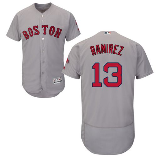 Red Sox #13 Hanley Ramirez Grey Flexbase Authentic Collection Stitched MLB Jersey