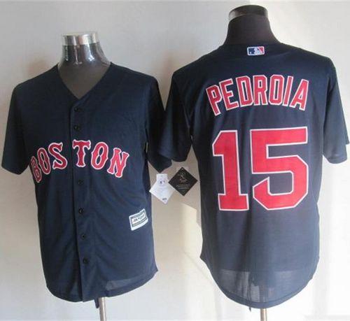 Red Sox #15 Dustin Pedroia Navy Blue New Cool Base Stitched MLB Jersey