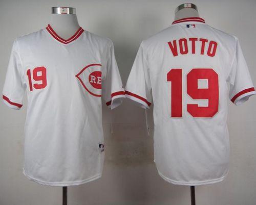 Reds #19 Joey Votto White 1990 Turn Back The Clock Stitched MLB Jersey