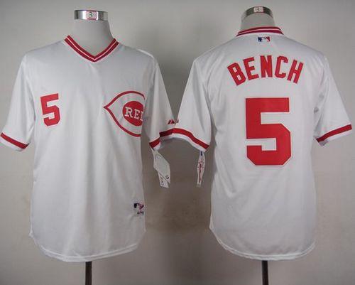 Reds #5 Johnny Bench White 1990 Turn Back The Clock Stitched MLB Jersey