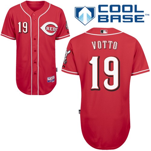Reds #19 Joey Votto Red Cool Base Stitched MLB Jersey