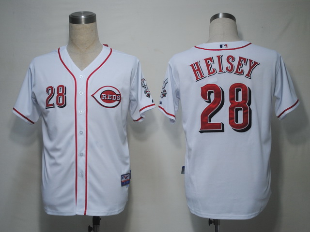 Reds #28 Chris Heisey White Cool Base Stitched MLB Jersey