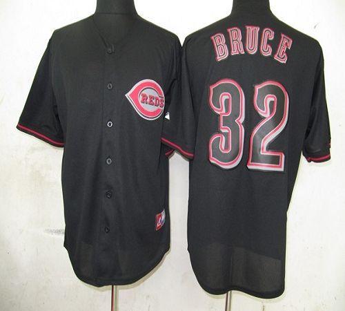 Reds #32 Jay Bruce Black Fashion Stitched MLB Jersey