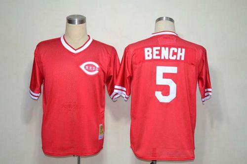 Mitchell And Ness Reds #5 Johnny Bench Red Throwback Stitched MLB Jersey