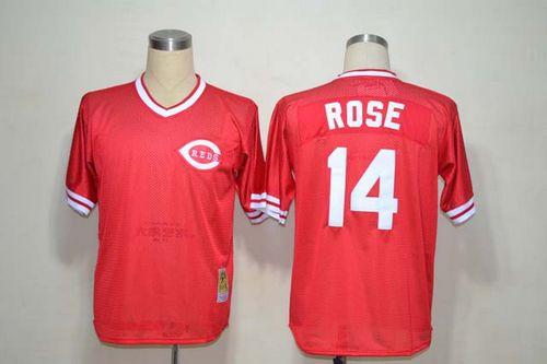 Mitchell And Ness Reds #14 Pete Rose Red Throwback Stitched MLB Jersey