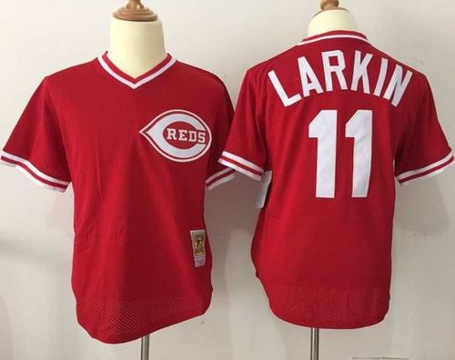 Mitchell And Ness Reds #11 Barry Larkin Red Throwback Stitched MLB Jersey