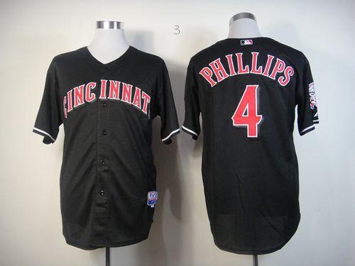 Reds #4 Brandon Phillips Black Stitched MLB Jersey