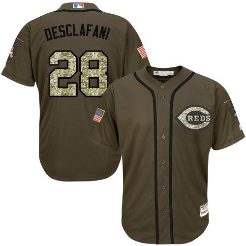 Reds #28 Anthony DeSclafani Green Salute to Service Stitched MLB Jersey