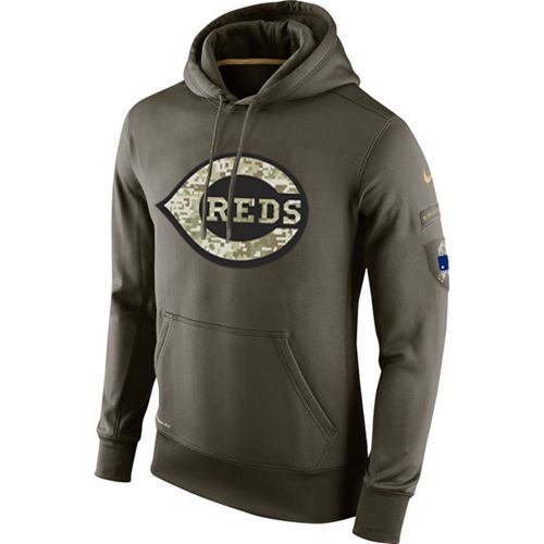 Men's Cincinnati Reds  Olive Salute To Service KO Performance Hoodie