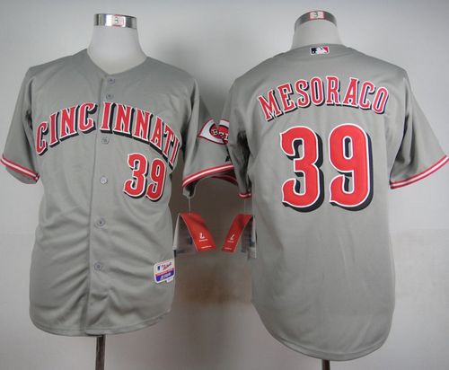 Reds #39 Devin Mesoraco Grey Cool Base Stitched MLB Jersey
