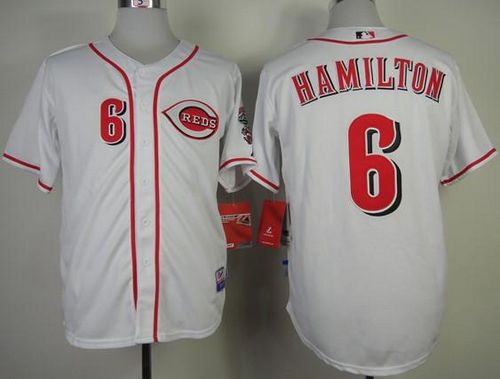Reds #6 Billy Hamilton White Cool Base Stitched MLB Jersey