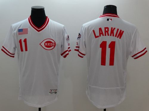 Reds #11 Barry Larkin White Flexbase Authentic Collection Cooperstown Stitched MLB Jersey