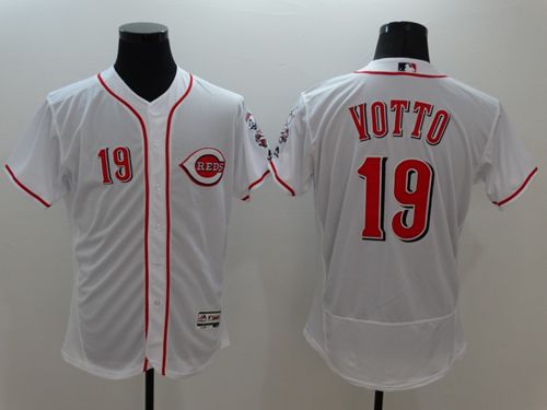 Reds #19 Joey Votto White Flexbase Authentic Collection Stitched MLB Jersey