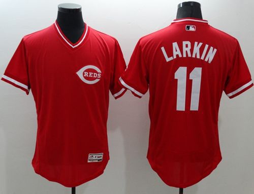 Reds #11 Barry Larkin Red Flexbase Authentic Collection Cooperstown Stitched MLB Jersey