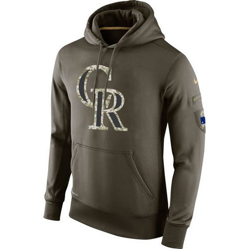 Men's Colorado Rockies  Olive Salute To Service KO Performance Hoodie