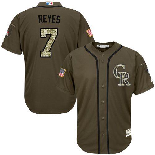 Rockies #7 Jose Reyes Green Salute to Service Stitched MLB Jersey