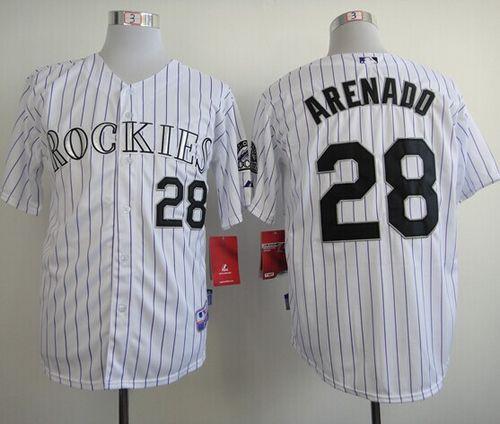 Rockies #28 Nolan Arenado White Cool Base Stitched MLB Jersey