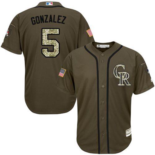 Rockies #5 Carlos Gonzalez Green Salute to Service Stitched MLB Jersey