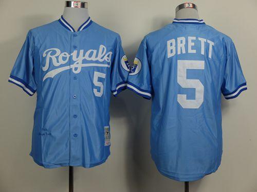 Mitchell and Ness Royals #5 George Brett Light Blue Throwback Stitched MLB Jersey