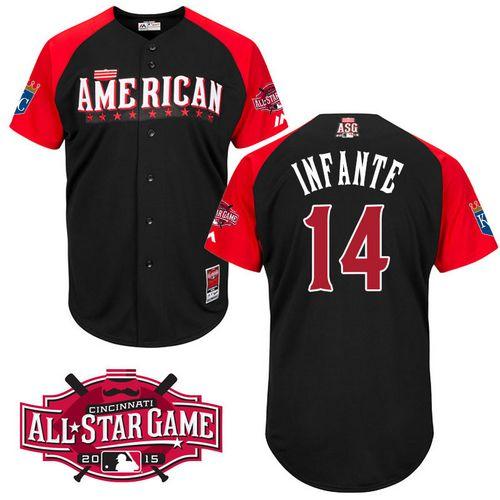 Royals #14 Omar Infante Black 2015 All Star American League Stitched MLB Jersey