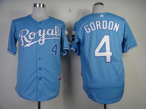 Royals #4 Alex Gordon Light Blue Cool Base Stitched MLB Jersey