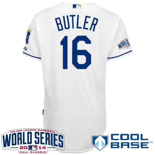 Royals #16 Billy Butler White Cool Base W/2014 World Series Patch Stitched MLB Jersey