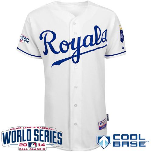 Royals Blank White Cool Base W/2014 World Series Patch Stitched MLB Jersey