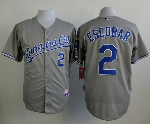 Royals #2 Alcides Escobar Grey Cool Base Stitched MLB Jersey