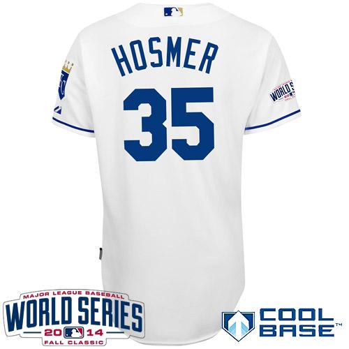 Royals #35 Eric Hosmer White Cool Base W/2014 World Series Patch Stitched MLB Jersey