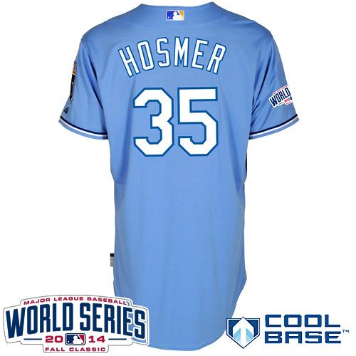 Royals #35 Eric Hosmer Light Blue Alternate 1 Cool Base W/2014 World Series Patch Stitched MLB Jersey