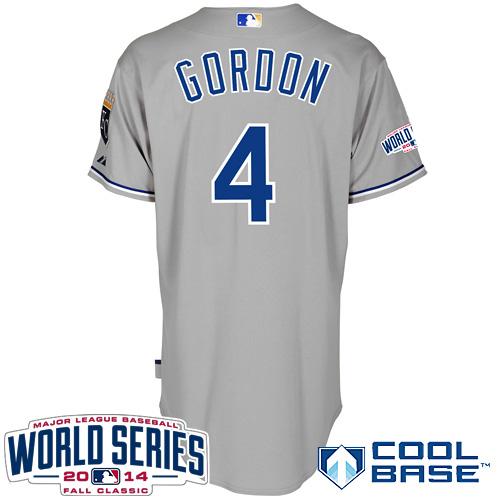 Royals #4 Alex Gordon Grey Cool Base W/2014 World Series Patch Stitched MLB Jersey