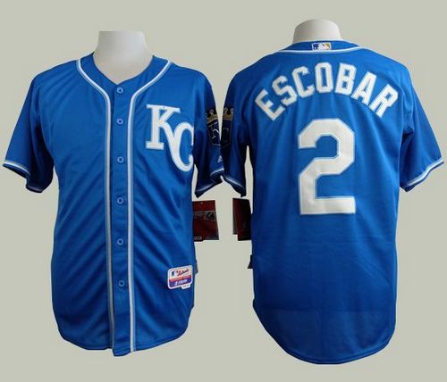 Royals #2 Alcides Escobar Blue Alternate 2 Cool Base Stitched MLB Jersey
