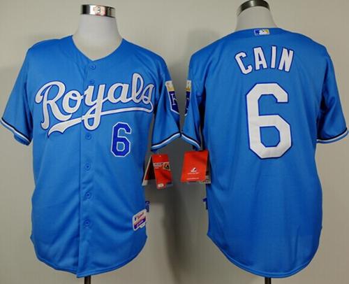 Royals #6 Lorenzo Cain Light Blue Alternate Cool Base Stitched MLB Jersey