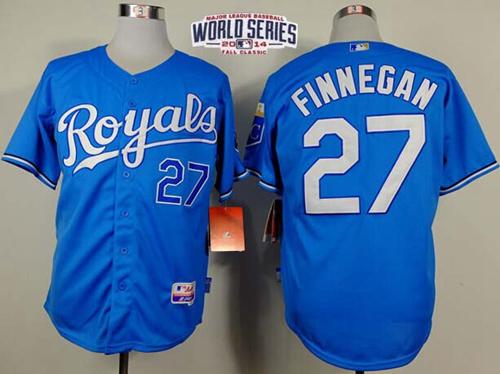 Royals #27 Brandon Finnegan Light Blue Alternate Cool Base W/2014 World Series Patch Stitched MLB Jersey
