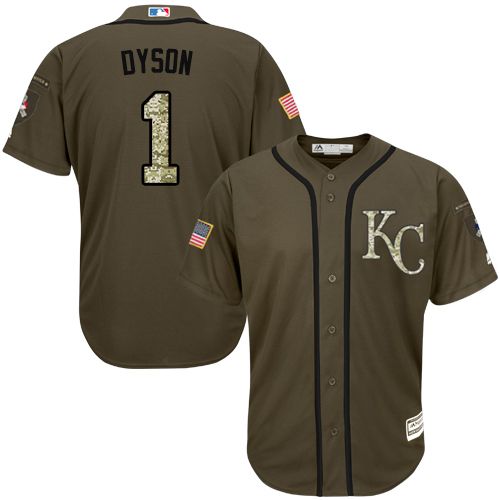 Royals #1 Jarrod Dyson Green Salute to Service Stitched MLB Jersey