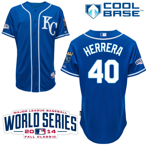 Royals #40 Kelvin Herrera Light Blue Alternate 2 Cool Base W/2014 World Series Patch Stitched MLB Jersey