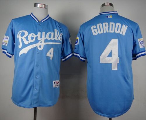 Royals #4 Alex Gordon Light Blue 1985 Turn Back The Clock Stitched MLB Jersey