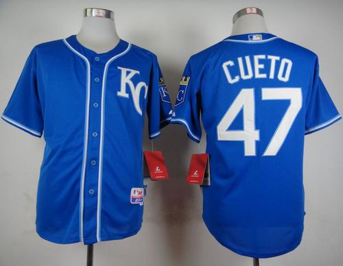 Royals #47 Johnny Cueto Light Blue Alternate 2 Cool Base Stitched MLB Jersey