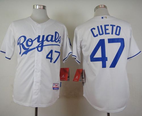 Royals #47 Johnny Cueto White Cool Base Stitched MLB Jersey