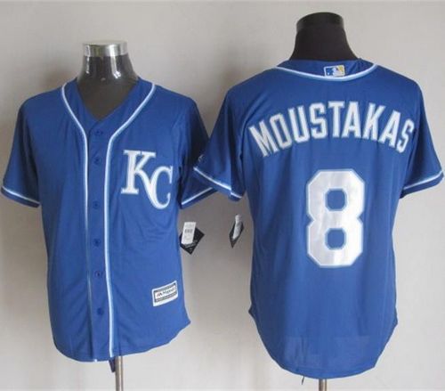 Royals #8 Mike Moustakas Blue Alternate 2 New Cool Base Stitched MLB Jersey