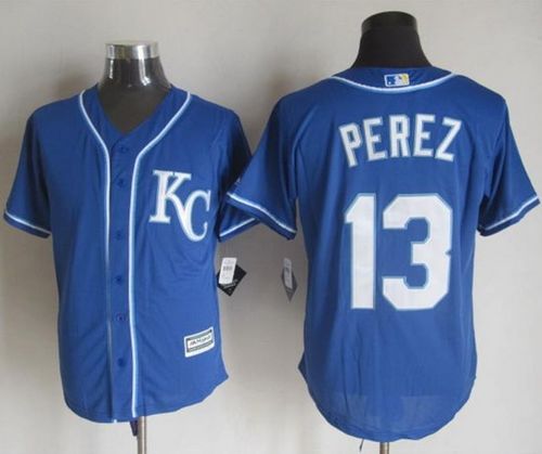 Royals #13 Salvador Perez Blue Alternate 2 New Cool Base Stitched MLB Jersey