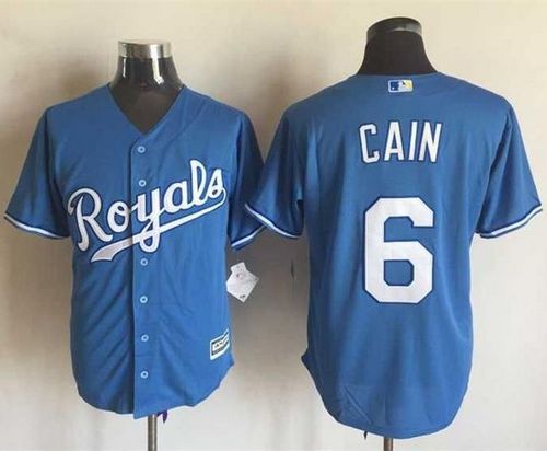 Royals #6 Lorenzo Cain Light Blue Alternate 1 New Cool Base Stitched MLB Jersey