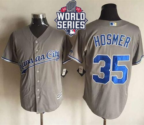 Royals #35 Eric Hosmer New Grey Cool Base W/2015 World Series Patch Stitched MLB Jersey