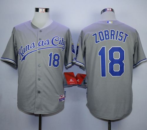 Royals #18 Ben Zobrist Grey Cool Base Stitched MLB Jersey