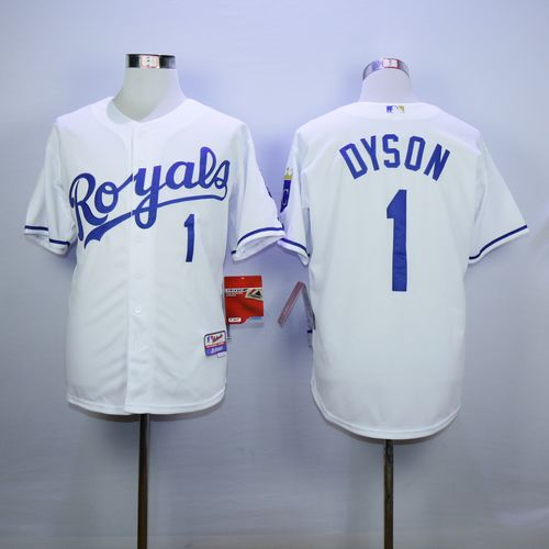 Royals #1 Jarrod Dyson White Cool Base Stitched MLB Jersey