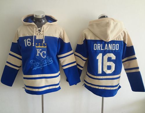 Royals #16 Paulo Orlando Light Blue Sawyer Hooded Sweatshirt MLB Hoodie